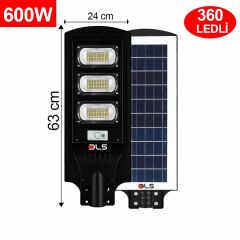 DLS 600W Solar Güneş Enerjili LED Bahçe & Çevre Aydınlatma Lambası Profesyonel Dış Mekan 201-600