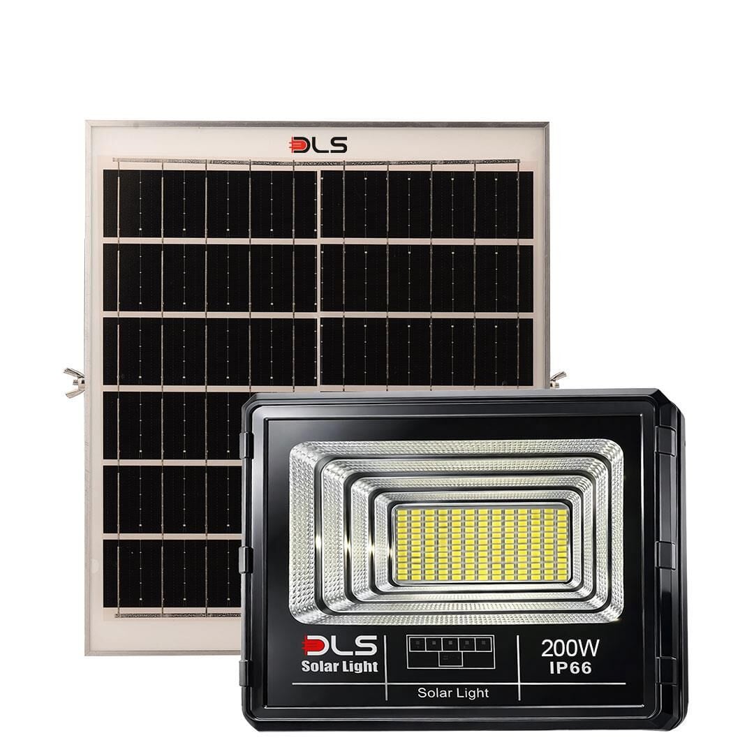 200W Güneş Enerjili Solar LED Projektör Harici Solar Panelli, 5 Metre Kablolu, Hareketli Konsollu, Dış Mekan Bahçe Güvenlik Aydınlatma  501-200
