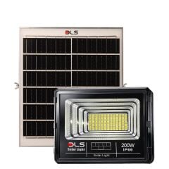 200W Güneş Enerjili Solar LED Projektör Harici Solar Panelli, 5 Metre Kablolu, Hareketli Konsollu, Dış Mekan Bahçe Güvenlik Aydınlatma  501-200