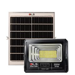 200W Güneş Enerjili Solar LED Projektör Harici Solar Panelli, 5 Metre Kablolu, Hareketli Konsollu, Dış Mekan Bahçe Güvenlik Aydınlatma  501-200