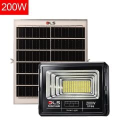 200W Güneş Enerjili Solar LED Projektör Harici Solar Panelli, 5 Metre Kablolu, Hareketli Konsollu, Dış Mekan Bahçe Güvenlik Aydınlatma  501-200