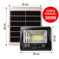 300W Güneş Enerjili Solar LED Projektör Harici Solar Panelli, 5 Metre Kablolu, Hareketli Konsollu, Dış Mekan Bahçe Güvenlik Aydınlatma 501-300