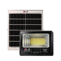DLS 500W Güneş Enerjili Solar LED Projektör Harici Solar Panelli, 5 Metre Kablolu, Hareketli Konsollu, Dış Mekan Bahçe Güvenlik Aydınlatma 501-500