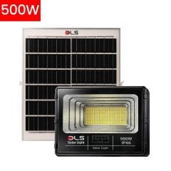DLS 500W Güneş Enerjili Solar LED Projektör Harici Solar Panelli, 5 Metre Kablolu, Hareketli Konsollu, Dış Mekan Bahçe Güvenlik Aydınlatma 501-500