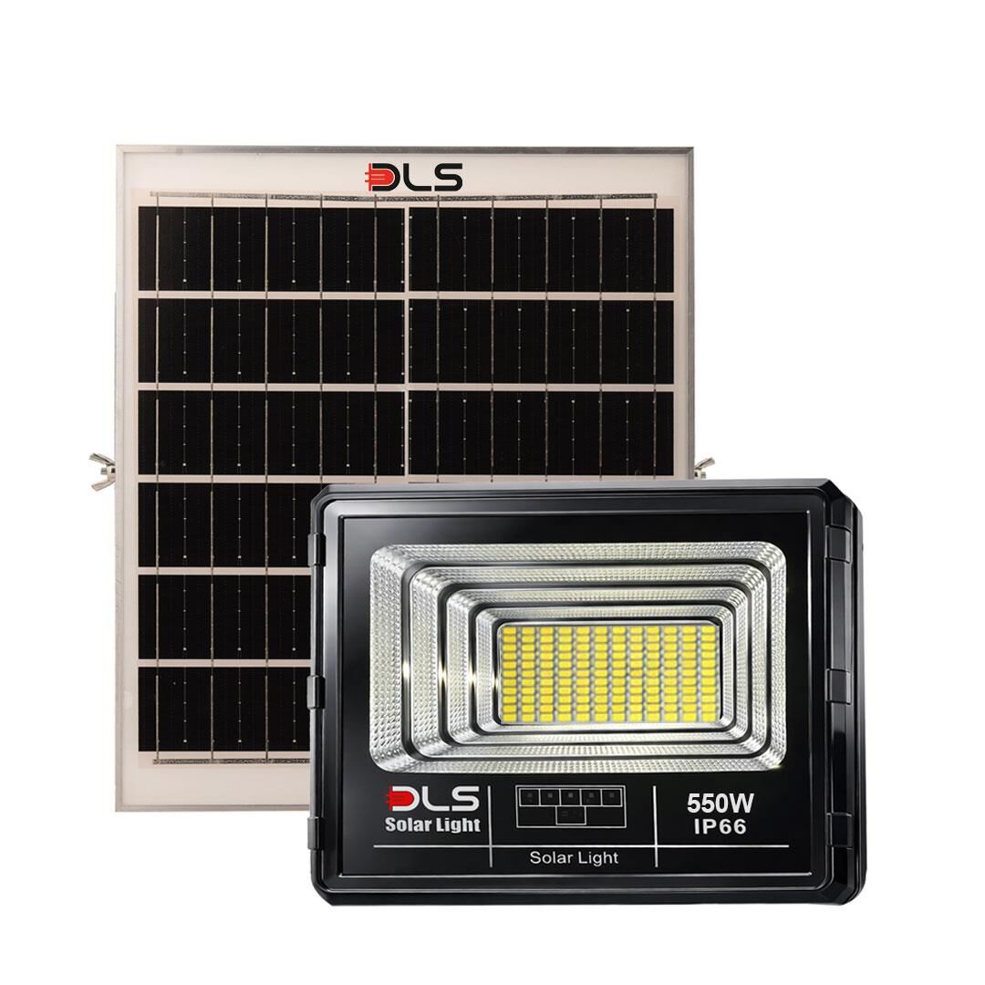 DLS 550W Güneş Enerjili Solar LED Projektör Harici Solar Panelli, 5 Metre Kablolu, Hareketli Konsollu, Dış Mekan Bahçe Güvenlik Aydınlatma 503-550