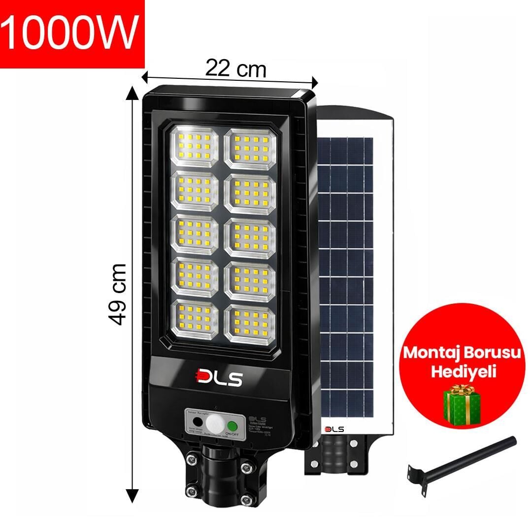 DLS 1000W Solar Güneş Enerjili LED Bahçe & Çevre Aydınlatma Lambası Profesyonel Dış Mekan 202-1000
