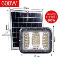 DLS 600W Güneş Enerjili Solar LED Projektör Harici Solar Panelli, 5 Metre Kablolu, Hareketli Konsollu 504-600-01