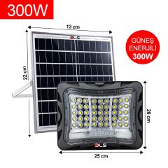 DLS 300W Güneş Enerjili Solar LED Projektör Harici Solar Panelli, 5 Metre Kablolu 502-300