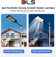 3'lü Paket DLS 1000W Güneş Enerjili Solar Sokak Lambası Hareket Sensörlü LED Bahçe Aydınlatması